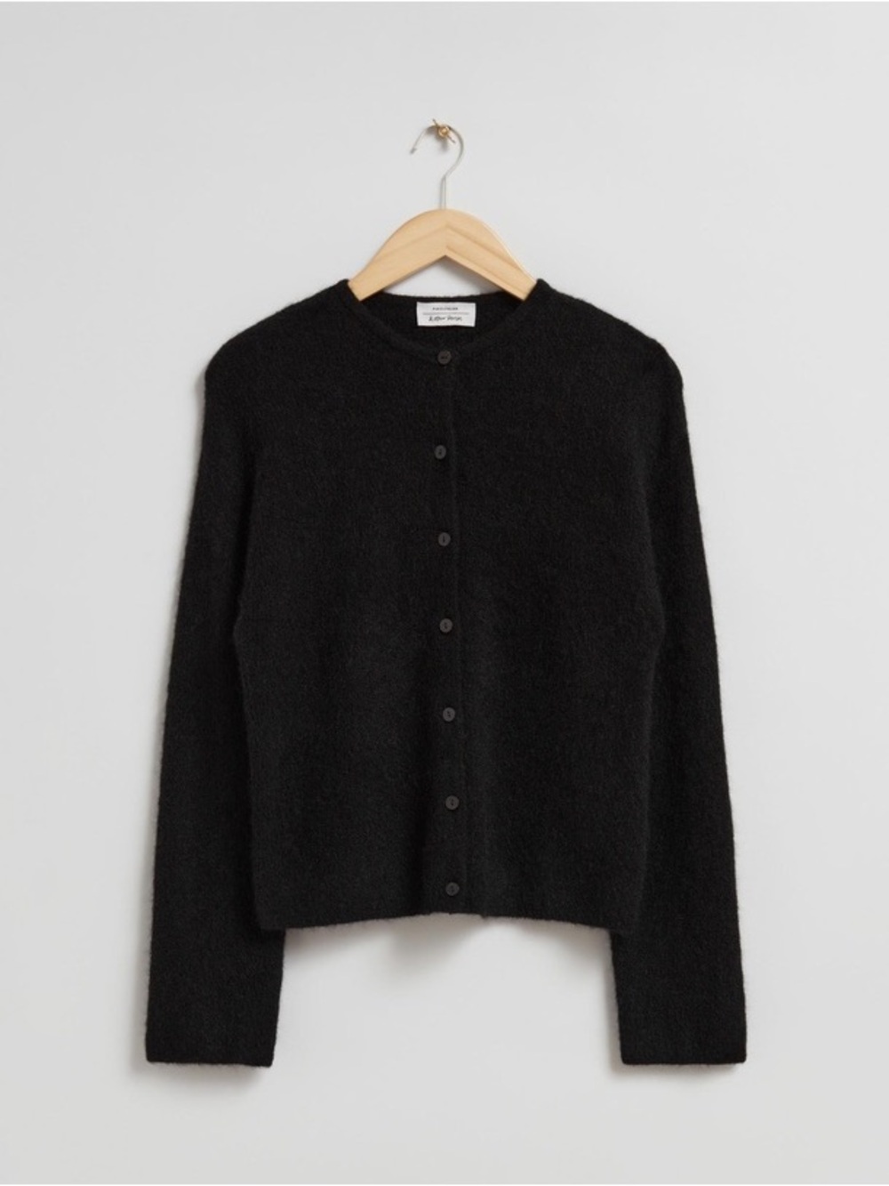& Other Stories alpaca blend black Crewneck Button-Front Cardigan